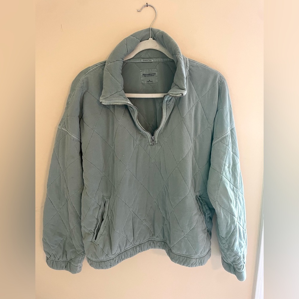Abercrombie & Fitch Garment Dyed Quilted Pullover Half Zip